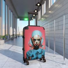 This Creepy Futuristic Doll Pop Surreal Travel Suitcase Luggage is the perfect companion for your travels. Made from polyester, this lightweight but resilient suitcase will keep your items secure while you explore the world. With a fitting doll pop surreal design, this luggage will turn heads and ensure you stand out from the crowd. . Material: polycarbonate front and ABS back hard-shell. Adjustable telescopic handle. Two inner pockets. Four double-wheels with 360° swivel. Built-in lock Shipping Black Travel Luggage With Case Included, Black Luggage With Case For Travel, Travel Suitcase, Suitcase Traveling, Doll Head, Explore The World, Surrealism, Dolls, Turn Ons