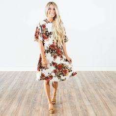 Piper Floral Dress Floral Dress Fall, Fall Floral Dress, Fall Colors