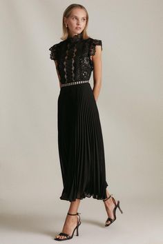 Petite Guipure Lace Woven Pleat Midi Dress Guipure Lace Dress, Petite Midi Dress, Lace Weave, Black Lace Midi Dress, Guipure Lace, Pleated Midi Dress, Black Lace Dress, Lace Midi, Lace Midi Dress