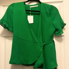 Zara Blouse Nwt, Xs Green Summer Tops For Office, Green Short Sleeve Office Blouse, Green Short Sleeve Blouse For Office, Green Short Sleeve Blouse For Brunch, Green Zara Tops For Office, Zara Green Blouse For Work, Zara Tops For Spring Workwear, Zara Spring Workwear Blouse, Zara Blouse For Workwear Spring