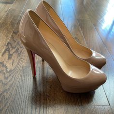 Nude Platform “Bianca” Shoes. Excellent Condition! Had Soles Sealed At Leather Spa In Nyc So They Cannot Scuff. Size 39 Luxury Platform Slip-on Heels, Designer Patent Leather Slip-on Heels, Red Sole Patent Leather Court Shoes With Round Toe, Patent Leather Court Shoes With Red Sole, Patent Leather Almond Toe Heels For Galas, Almond Toe Patent Leather Heels For Galas, Elegant Slip-on Heels With Red Sole, Galas Heels With Red Sole And Round Toe, Gala Heels With Red Sole And Round Toe