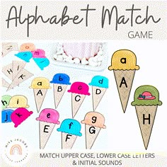 Alphabet Match Game (Ice-cream cone) - Miss Jacobs Little Learners Ice Cream Alphabet, Reading Group Activities, Teaching Reading Skills, Kindergarten Literacy Centers, Upper Case Letters, Literacy Centers Kindergarten, Initial Sounds, Alphabet Matching, Match Game