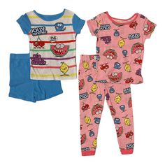 Your Little One Will Love Bed Time With Their New Cotton Pj Set! Made To Bring Your Child's Favorite Fictional Characters To Life. Your Little One Will Love The Comfort And Pops Of Color This Set Brings Into Their Lives. Multicolor Cotton Sleepwear With Cartoon Print, Multicolor Cartoon Print Sleepwear For Spring, Cute Multicolor Cotton Sleepwear, Fun Cotton Loungewear Set, Multicolor Cartoon Print Loungewear Sets, Playful Multicolor Sleepwear For Pajama Party, Fun Cotton Sets With Cartoon Print, Playful Pink Loungewear Sets, Playful Multicolor Loungewear Sets