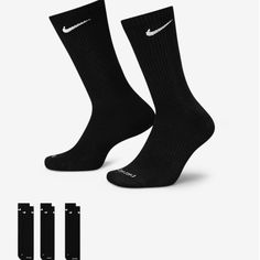 New With The Tag Authentic Training Crew Socks (3 Pairs) Nike Everyday Cushioned Size Small - Women Sizes 4-6 Yoth 3y-5y; Size M - Men’s 6-8; Women’s 6-10; Size L - Men’s 8-12; Wmn 10-13 Size Xl - Men’s 13-15 Power Through Your Workout With The Nike Everyday Cushioned Socks. The Thick Terry Sole Gives You Extra Comfort For Footdrills And Lifts, While A Ribbed Arch Band Wraps Your Midfoot For A Supportive Feel. Black/White Style: Sx7666-010 Comfort And Support. Power Through Your Workout With The Nike Socks Women, White Nike Socks, Dri Fit Socks, Nike Crew Socks, Nike Elite Socks, Soccer Socks, Nike Socks, Reebok Club C, Nike Accessories