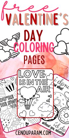 valentine's day coloring pages with the text love is in the air