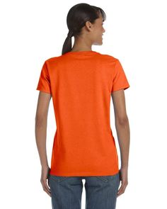 Ladies' Heavy Cotton™ 5.3 oz. T-Shirt - ORANGE - S | Gildan Women's Heavy Cotton 5.3 oz. T-Shirt in Orange Size Small Pink Azaleas, Blank T Shirts, Tropical Blue, Light Blue Denim, Black Charcoal, Fruit Of The Loom, Burnt Orange, Comfort Colors, Cotton T Shirt