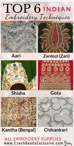 Different Types Of Work On Fabric, Types Of Work On Fabric, Types Of Handwork On Fabric, Types Of Hand Embroidery Work, Art Embroidery Ideas, Types Of Indian Embroidery, Self Embroidery Designs, Indian Embroidery Designs By Hand, Indian Embroidery Patterns