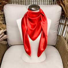 Expertly crafted from a high-quality, soft-to-the-touch fabric, you'll love the elegant sophistication this Solid Colored Scarf brings to your wardrobe. The perfect accessory for year-round style. Scarf measures 36 in x 36 in SKU: #Wynonna- Red 30th Photoshoot, Style Scarf, Giddy Up Glamour, Long Scarf, Bring It On, Boutique, Wardrobe, High Quality, Red