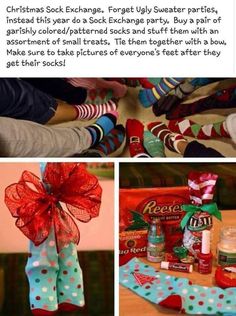 christmas socks, stockings, and candy giveaways are featured in this postcard