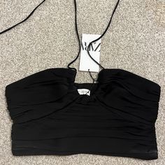 Never Worn/ Tags Still On Black Crop Top For Spring Evening, Black Crop Top Shirt, Super Crop Top, Halter Tie Top, Beaded Crop Top, Tie Halter Top, Midriff Top, Boho Long Sleeve Top, American Eagle Crop Top