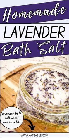 homemade lavender bath salt recipe in a jar