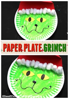 paper plate grin face craft for kids to make it looks like they are wearing santa's hat