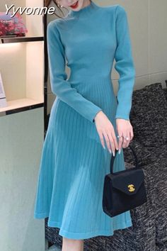 Shipping: Worldwide Express Shipping Available Delivery time: 🚚7-15Days Fast Shipping Returns: Fast refund,💯100% Money Back Guarantee. Winter Dress Long Sleeve, Midi Dress 2023, Winter Dress, Dress Long Sleeve, Office Lady, Office Ladies, Winter Dresses, Knitted Sweater, Dress Long