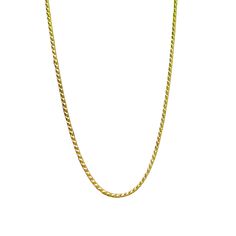 The Paradiso Vine Chain Necklace is perfect for everyday style. Its custom tight-weave design allows it to be worn alone or in a stack with other necklaces and charms. With a sophisticated yet elegant look, you'll never want to take it off. Product Details Chain Length: 18" Chain Thickness: 2.3mm Closure Type: Charm Closure, 0.5" Materials: Real 18k Gold Plated Brass Avoid contact with anything containing derivatives of alcohol. Minimalist Gold Wheat Chain Necklace, Classic Wheat Chain Necklace As Gift, Classic Wheat Chain Necklace For Gift, Minimalist Everyday Necklace With Wheat Chain, Minimalist Wheat Chain Necklace For Everyday, Minimalist Everyday Wheat Chain Necklace, Elegant Yellow Gold Rope Chain Necklace With Curb Detail, Elegant Yellow Gold Curb Chain Necklace, Rope Chain Necklace With Curb Chain For Gift