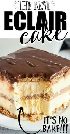 Eclair Cake No Bake Eclair, Chocolate Eclair Dessert, Eclairs Dessert, No Bake Eclair Cake, Eclair Cake Recipes, Chocolate Eclair Cake, Dessert Oreo, Cake Form, Eclair Cake