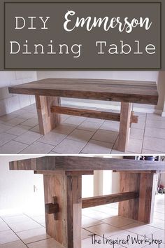 the diy dining table is made out of wood