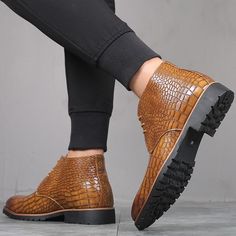 15% MORE OFF FOR ORDER OVER $89.95 USE COUPON CODE: saveme15 FASHION - Ultimate fashion Designed by top designers to create the perfect blend of style for a modern and sleek shoe. AWESOME FIT - Spring Lime Shoe's fit will astonish you! perfect fitting in Style with all around class. GENUINE LEATHER - These Shoes are made of top grain genuine cow leather with strong highly flexible rubber soles, designed to last and keep you in Style going for a long while. No more tearing, scuffing or scraping t Leather Winter Boots, Mens Casual Leather Shoes, Brown Note, Pu Boots, Winter Leather Boots, Casual Leather Shoes, Crocodile Pattern, Buy Shoes Online, Boot Types