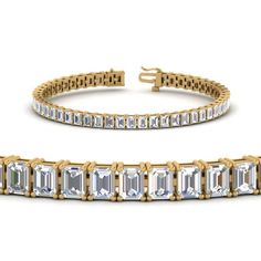 This stunning tennis bracelet embraces the wrist in every way. Showcasing  0.20 carat emerald cut diamonds individually set with lustrous metal links. This diamond bracelet is a chic mix of glamour and elegance and secured with an open box clasp.  Emerald cut stones of 10.20 Total Carat Weight with Clarity VS2 and Color G in a prong setting. Total Number of Stones:- 51 Bracelets For 7 Inch Wrist Size. This Emerald Cut Tennis Diamond Bracelet 10 Carat can also be acquired in a huge variety of different other metals of your choice. Free Shipping within USA. One Year Manufacturing Warranty. Direct Manufacturing Prices. 30 Days Return Policy with Lifetime Upgrade.  Pay with ease choosing from the wide range of payment methods including credit and debit cards, PayPal, W Infinity Engagement Ring, Basket Set, Box Clasp, Rose Gold Metal, Tennis Bracelet Diamond, Debit Cards, Best Diamond, Emerald Cut Diamonds, Diamond Bracelets