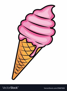 an ice cream cone with pink icing