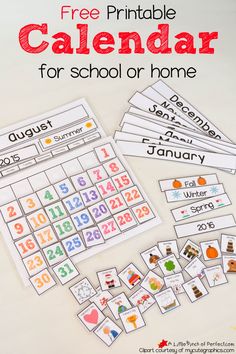 the free printable calendar for school or home