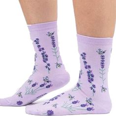 Bees and Lavender Women's Crew Socks Let's face it, you're a Queen! Shouldn't you let everyone know it while you walk the walk in our comfy Bees and Lavender Women's Crew Socks? These beautiful socks showcase the pollination of bees and flowers! Style: CrewSize: Fits Most Women's shoe sizes 5 to 10Sock Maker: Sock It Io MeMaterials: 63% Cotton / 34% Polyester / 3% ElastaneCountry of Origin: Imported Casual Purple Socks For Gift, Casual Purple Socks As Gift, Casual Purple Socks For Gifts, Comfortable Purple Cotton Socks, Special Olympics, Women Crew Socks, Crazy Socks, The Walk, Crew Socks