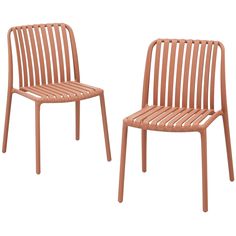 two plastic chairs sitting next to each other