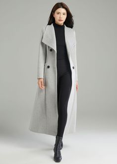 "The Gary Long Wool Coat is made of warm wool,The coat has a deep v-neckline. This is a modern coat for the woman who wants something elegant and beautiful,Look great in this cozy, comfortable wool coat. ★★ FEATURES 50% wool, 50% other fiber,nylon Polyester lining Two pockets Buttons closure Long sleeve wool coat A-Line wool coat Perfect for winter, autumn Dry clean ★★Mode size Height 170cm (5′ 7″) Bust 84 cm (33\") Waist 66 cm (26\") She wears size XS. ★★ Custom order selection, Will charge 20U Elegant V-neck Winter Outerwear, Winter Workwear Sweater Coat With Shawl Collar, Wool Outerwear With Shawl Collar For Winter, Wool Outerwear With Shawl Collar For Fall, Fall Wool Outerwear With Shawl Collar, V-neck Sweater Coat For Winter Workwear, Wool Shawl Collar Outerwear For Fall, Chic V-neck Winter Outerwear, Chic V-neck Outerwear For Winter