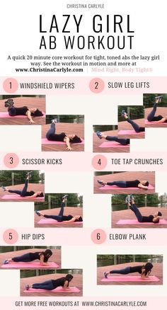 Lazy Girl Ab Workout, Girl Ab Workout, Girl Ab, Wings Workout, Lazy Girl Workout, 20 Minute Workout, Fitness Routines