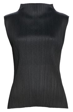 Issey Miyake's signature garment-pleating technique gives this staple top a flattering fit while also making it wrinkle resistant. 22" length (size 3) Funnel neck Sleeveless 100% polyester Dry clean or machine wash, line dry Made in Japan SPACE: A shop for emerging and advanced designers Asian Owned/Founded Sleeveless Funnel Neck Top, Arket Womenswear, Pleating Technique, Pleats Top, Staple Tops, Pleats Please, Pleats Please Issey Miyake, Funnel Neck, Issey Miyake