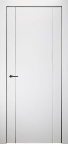 a white door with black handle on it