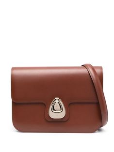 brown logo plaque polished finish foldover top main compartment single shoulder strap Brown Logo, Browning Logo, Brown Shoulder Bag, Boot Pumps, Van Cleef Arpels, Embossed Logo, Lady Dior, Lalique, Valentino Garavani