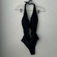 Shein Black Swimsuit. New With Tags, Never Worn. #Tds343m Black Halter Neck Bodysuit For Pool, Elegant Black Bodysuit For Pool, Fitted Black Bodysuit For Poolside, Fitted Black Bodysuit For Pool, Fitted Black Bodysuit For The Pool, Black Triangle Top Bodysuit For Swimming, Chic Black Halter Neck Swimwear, Black Fitted Bodysuit For Vacation, Black Triangle Top Bodysuit For Parties