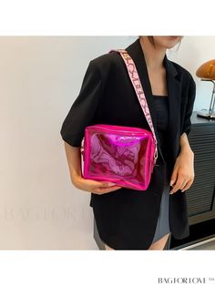 BagForLove - Fashionable Transparent Crossbody Bag for Women - PVC Jelly Shoulder Bag Trendy Plastic Shoulder Bag For Party, Trendy Plastic Shoulder Bag With Clear Strap, Pink Portable Crossbody Box Bag, Pink Crossbody Box Bag, Trendy Clear Plastic Shoulder Bag, Rectangular Plastic Shoulder Bag For Party, Trendy Pvc Bags For Travel, Trendy Pvc Travel Bag, Party Rectangular Plastic Shoulder Bag