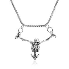 PRICES MAY VARY. *【High Quality Material】： The gothic skull skeleton necklace for men is made of alloy, nickel-free, lead-free and cadmium-free, which means this punk rock skull necklace is totally skin-friendly without any skin irritation, perfect for any sensitive skin. *【Size Information】: The length of this skull necklace pendant is 2.36 inches, the width is 1.97 inches, and the length of the necklace chain is about 23.62 inches, it is easy to wear and suitable for most people size.(the size Gothic Metal Skull Necklace, Punk Metal Necklace With Skull Print, Punk Style Metal Necklace With Skull Print, Halloween Skull Print Jewelry For Streetwear, Halloween Skull Print Jewelry, Silver Punk Skull Necklace, Punk Skull Necklace With Chain, Metal Skull Necklace With Skull Print, Gothic Skull Necklace In Stainless Steel