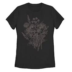 Juniors' Vintage Bouquet Floral Graphic Tee Floral Doodles, Sleeping Beauty Maleficent, Floral Doodle, Vintage Bouquet, Floral Graphic, Graphic Apparel, Black Media, Tee Shop, Girls Tshirts