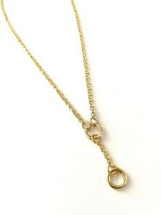 FREE SHIPPING! This is a beautiful versatile high quality 18k Gold Filled Delicate Rolo Chain Necklace with Two Snap Ring Charm Holders  Rings open allowing you to customize your own necklace and wear with charms of your choice. All charms in my shop are also available for purchase. Available in your choice of 16, 17, 18, 20, 22, 24 and 30 inches. Your necklace will have a 2 inch extender allowing you to adjust the length.  Drop chain length including charm holder is 2 inches. May also be worn w Gold Adjustable Chain Ring Fine Jewelry, Gold Jewelry With Adjustable Chain And Open Circle Design, Gold Jewelry With Adjustable Open Circle Chain, Sterling Silver Chain Ring In Gold Color, Gold Sterling Silver Chain Ring, Yellow Gold Open Circle Jewelry With Adjustable Chain, Modern Adjustable Yellow Gold Chain Ring, Gold Plated Adjustable Chain Ring, Yellow Gold Oval Link Chain Ring As A Gift