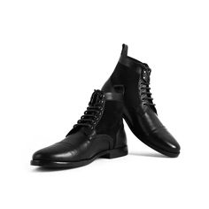 Men’s Black Dress Boots Lace Up Leather Ankle Boots
Men's black dress boots crafted with premium quality genuine leather. We use high-quality materials, including premium full-grain genuine leather, which ensures durability, comfort, and an elegant appearance. We are specialized in highly customized handmade leather shoes for men. Our shoes are crafted by skilled artisans who meticulously create each pair by hand, paying attention to detail and using traditional craftsmanship techniques.
Key features of artisan-made shoes include:


 	Handcrafted for you by Our Craftsman
 	Crafted with Premium Quality Material
 	Unique Designs and Sustainability
 	Can be Customized and Personalized
 	No Mass Production – Only Made to Order

Handmade leather shoes offer unparalleled craftsmanship, ensuring Business Lace-up Ankle-high Boots With Reinforced Heel, Business Ankle-high Lace-up Boots With Reinforced Heel, Ankle-high Lace-up Boots With Reinforced Heel For Business, Formal Plain Toe Lace-up Boots For Winter, Formal Winter Lace-up Boots With Plain Toe, Formal Lace-up Boots With Plain Toe For Winter, Cap Toe Business Boots For Winter, Winter Business Cap Toe Boots, Business Cap Toe Boots For Winter