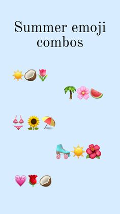 an image of the words summer emoji combos written in spanish and english