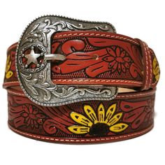 This  sunflower leather belt for women is a dream accessory; a versatile piece you'll love and wear forever. Sumptuous LEATHER in rich brown tones is embossed with flowers.  *Made of GENUINE LEATHER and has a metal buckle. *HANDMADE  with love and care with help of  talented  artisans for an authentic look. *Features snaps for easy REMOVAL  OF THE BUCKLE  *A beautiful, luxurious accessory with a timeless style 🌻Width:40 mm   / 1.6 inches 🌻Cowhide leather belt. This is a stiff leather and will Adjustable Hand-tooled Belts, Brown Artisan Belt With Antique Buckle, Artisan Brown Belt With Antique Buckle, Embroidered Leather Belt For Western-themed Events, Leather Embroidered Belt For Western-themed Events, Leather Belt With Embroidery For Western-themed Events, Artisan Brown Embroidered Belt, Southwestern Style Concho Belt For Festivals, Bohemian Belt Buckles For Festivals