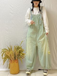 Product Details Color:Blue,GreenSize: F Fabric CareFabric: 95%cotton 5%polyesterGarment Care: Machine washable, hand wash recommended with low temperature water, using mild gentle soap. No bleach. Tumble dry medium or hang dry   How to measure Size Chart of the Item(inch) Green Jumpsuit, How To Measure, Denim Overalls, Plus Size Outfits, Work Wear, Overalls, Bleach, Wide Leg, Color Blue