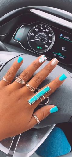 Western Nails Acrylic Coffin, Short Acrylic Nails Designs Western, Country Nail Ideas Short, Texas Acrylic Nails, Western Sns Nails, Summer Western Nail Ideas, Nashville Nails Ideas Spring, Acrylic Nail Designs Country, Teal Country Nails