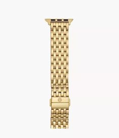 38/40/41mm and 42/44/45/49mm 18K Gold-Plated Stainless Bracelet Band for Apple Watch® MS20AM0001 - MICHELE® Adjustable Yellow Gold Watch Band With Bracelet Strap, Adjustable Yellow Gold Bracelet Strap Watch Band, Adjustable Yellow Gold Bracelet Watch Band, Adjustable Gold Watch Band With Solid Link Construction, Luxury Adjustable Apple Watch Band With Solid Link, Luxury Gold Apple Watch Band With Bracelet Strap, Modern Yellow Gold Bracelet Strap Watch Bands, Modern Yellow Gold Watch Bands With Bracelet Strap, Luxury Gold Jubilee Bracelet Watch Bands