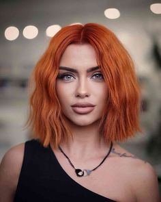 47 Trending Copper Hair Color Ideas to Ask for in 2022 Copper Colour Block Hair, Shirt Copper Hair, Copper Red Bob Hair, Beautiful Hair Color Ideas Short Hair, Copper Hair Bright, Short Copper Hair With Dark Roots, Coper Hairstyles Color