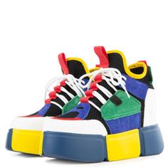 Multicolor High-top Platform Sneakers For Streetwear, Multicolor Platform Sneakers For Sports, High-top Multicolor Platform Sneakers For Streetwear, Multicolor Platform Sneakers For Sports With Laces, High-top Mesh Platform Sneakers For Streetwear, High-top Chunky Sneakers With Contrast Sole, Sporty Multicolor High-top Platform Sneakers, High-top Chunky Mesh Sneakers With Rubber Sole, High-top Chunky Sneakers With Mesh And Contrast Sole