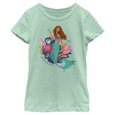 Little Mermaid Live Action, Ariel And Flounder, The Little Mermaid Ariel, Little Mermaid Ariel, Mermaid Outfit, Girls Graphic Tee, Graphic Tee Design, Ariel The Little Mermaid, Classic Disney