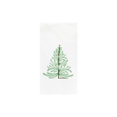 a white towel with a green christmas tree on it