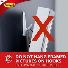 a close up of a mirror with the words do not hang framed pictures on hooks