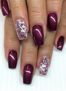 40 New Acrylic Nail Designs Ideas to Try This Year Cute Easy Nail Designs, Nails With Glitter, Nagellack Trends, Cute Simple Nails, Galaxy Nails, Simple Nail Art Designs, Nails Polish, Wine Top, Simple Nail Designs