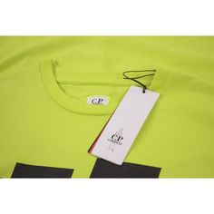 C.P. Company Yellow L Yellow Sporty Top With Logo Print, Casual Crew Neck Neon Yellow Top, Casual Neon Yellow Crew Neck Top, Yellow Cotton Tops With Logo Print, Company Shirts, Neon Yellow, Yellow Black, Black N Yellow, Neck T Shirt