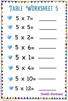 the printable table worksheet for kids to learn how to solve numbers and place value